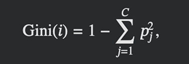 Formula to calculate the Gini Index for the node. Formula to calculate the Gini Index for the node.