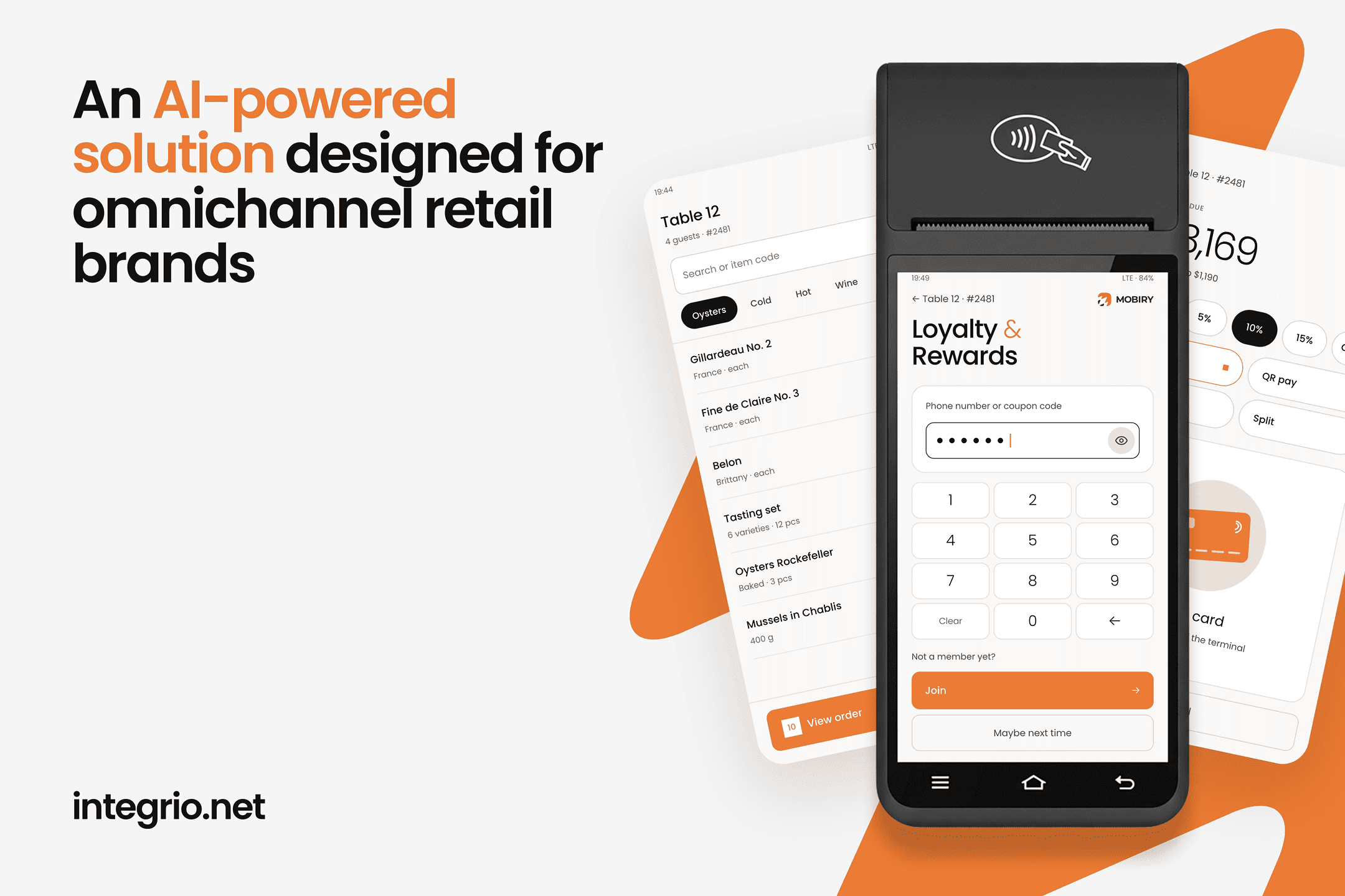 Mobiry loyalty and rewards screen on a retail payment terminal