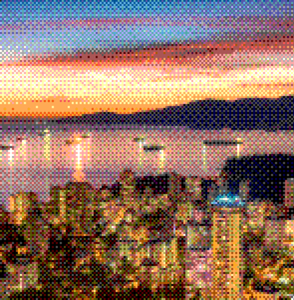 Vancouver skyline and bay at sunset